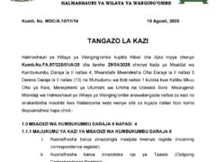 Tangazo la Ajira Halmashauri ya Wilaya ya Wanging’ombe 2025 | Nafasi 23 za Kazi Serikalini